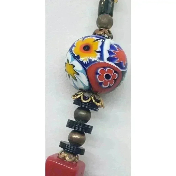 Vintage Murano Italy Millefiori Glass Bead Art Glass Necklace Venetian Restrung - Picture 3 of 9